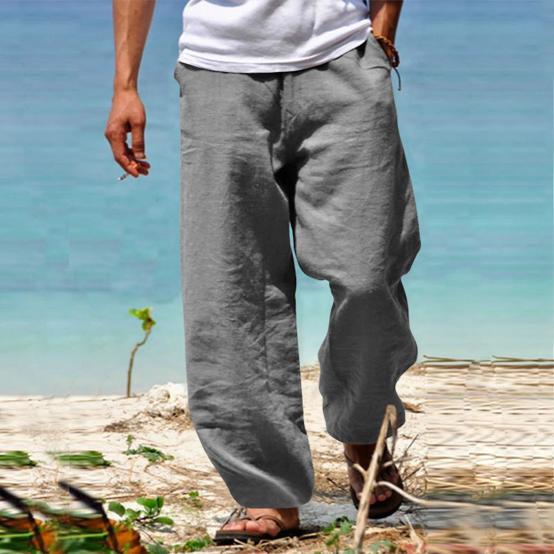 👖🕺【Połowa ceny 🔥】【S–5XL】😍 Męskie spodnie plus size na lato – proste i szerokie nogawki, jednolity kolor, wiązanie w pasie, styl casual i przewiewny materiał.
