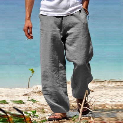 👖🕺【Połowa ceny 🔥】【S–5XL】😍 Męskie spodnie plus size na lato – proste i szerokie nogawki, jednolity kolor, wiązanie w pasie, styl casual i przewiewny materiał.