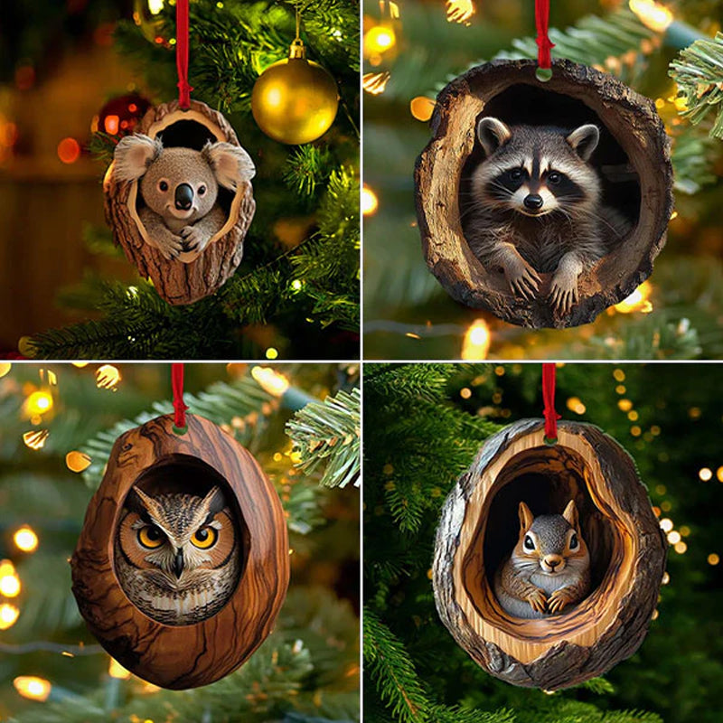 🎄【10 kusů】🎄Vánoční ozdoby na stromeček se zvířátky, závěsné ozdoby na auto se zvířátky