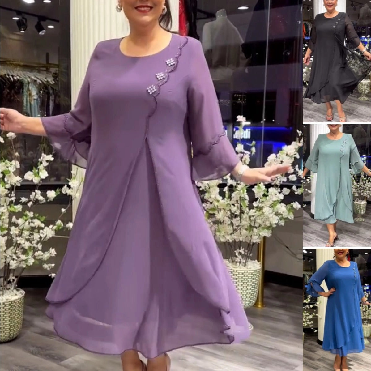 💖【S-5XL】❤️2025 Nowe wysokiej jakości sukienki szyfonowe