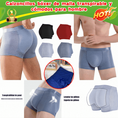 🔥【Pago contra reembolso, 50% de descuento】（1 juego 4 piezas）Calzoncillos bóxer de malla transpirable y cómodos para hombre