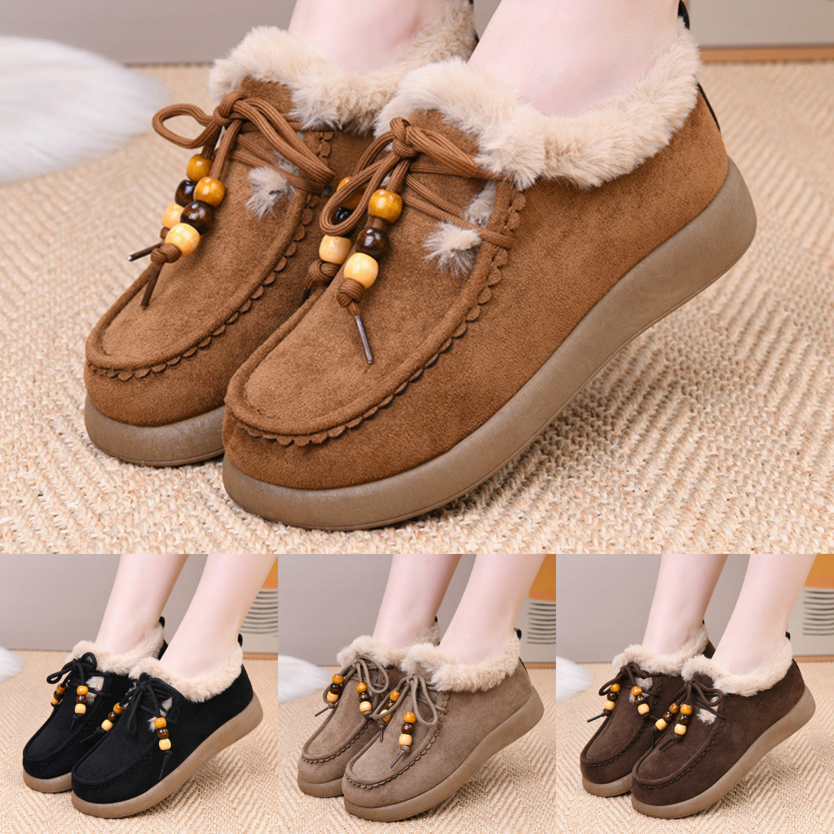 🏆💖【Размери 36-41】Нови дамски топли мокасини с вълнена подплата, изящни, красиви, висококачествени