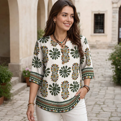 👚¡Oferta especial con un 50% de descuento! Camiseta de tallas grandes【S-5XL】- Hecha de tela de lino natural, suave y transpirable.✅️Pago contra entrega