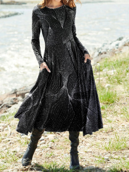 🔥✨👗【Wyprzedaż】【S-5XL】Klasyczna sukienka retro z długim rękawem