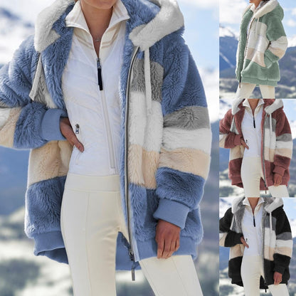 ☃️Časovno omejen popust 35%❄️【S-5XL】Nov ženski zimski plašč 2025, debele plišaste črte