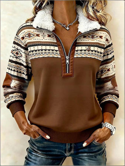 【S-3XL】Časovno omejeno presenečenje: 50 % popust!🔥🔥 Pulover z dolgimi rokavi in potiskom ter krznenim kardiganom