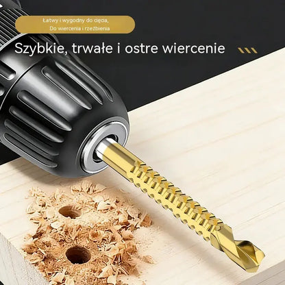 🛠️🔧 (6 sztuk) Wiertło spiralne 2 w 1 ze stali szybkotnącej pokrytej tytanem – trzpień sześciokątny, odpowiednie do wiercenia i rowkowania w drewnie i metalu🔩