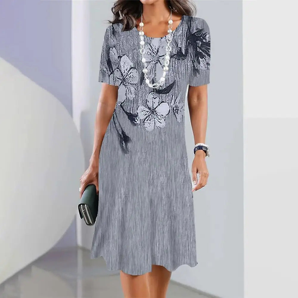 🔥【50% zniżki na gorącą wyprzedaż】🔥【S-5XL】Letnia elegancka sukienka retro z okrągłym dekoltem