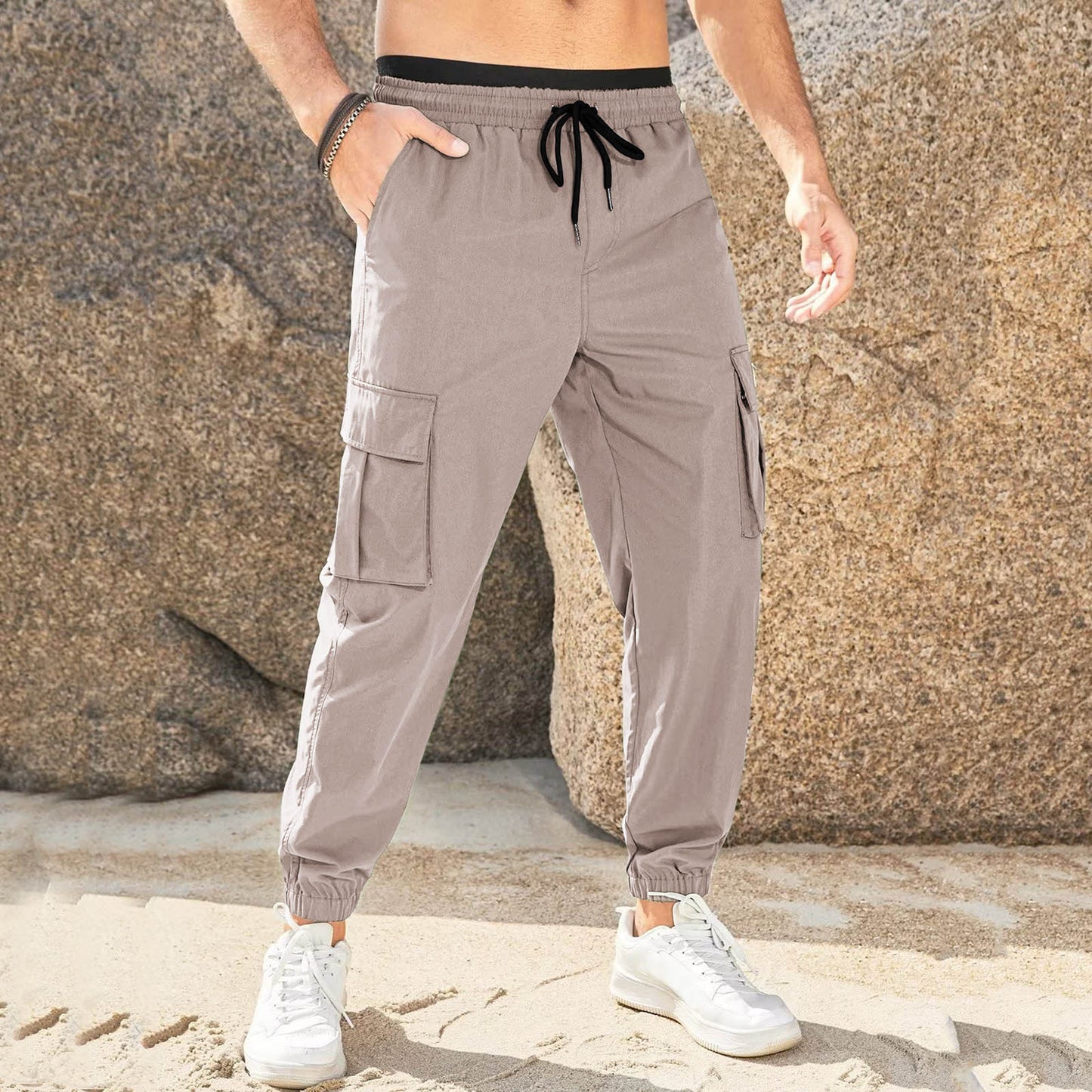 👖 Pago contra entrega✅️Pantalones casuales de trabajo para hombre, resistentes al desgaste, en tallas grandes, con cintura elástica y cordón ajustable.