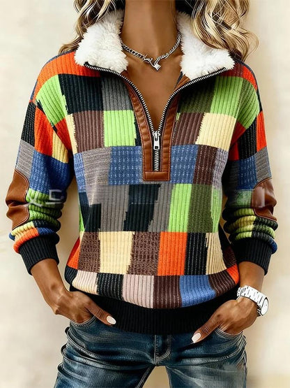 【S-3XL】Časovno omejeno presenečenje: 50 % popust!🔥🔥 Pulover z dolgimi rokavi in potiskom ter krznenim kardiganom