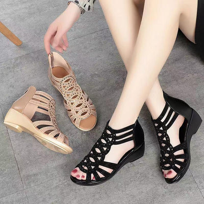 👡【Solo hoy 50% de descuento】【35-40】Sandalias de tacón medio, transpirables, suela suave, piel blanda, flexibles y a la moda