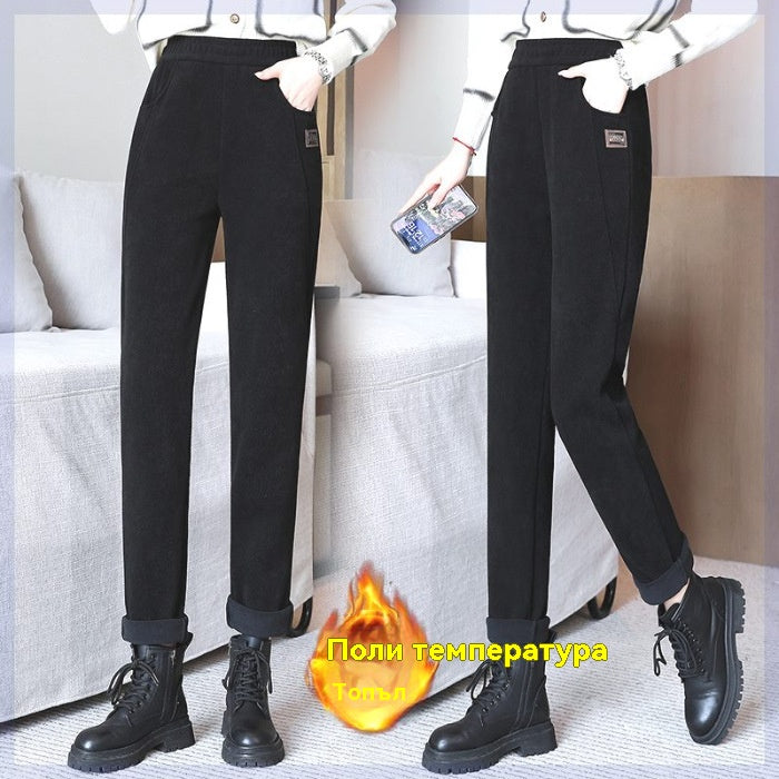 🎀💖Дамски ежедневни панталони тип „харем“ с висока талия и поларена подплата, свободна кройка, висока талия. Преминете през зимата лесно