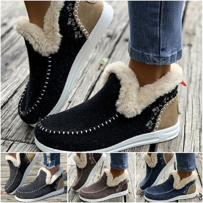【36-43】2024 Nowe krótkie buty damskie z podszewką z pluszu-3769647