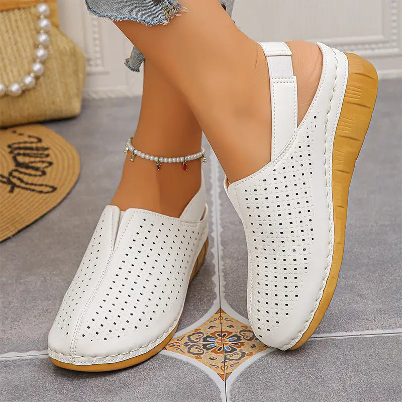 🌿👡 【Oferta limitada mitad de precio】(tallas 36-43) Zapatos de verano 2026 de cuero genuino: diseño slip-on con plataforma cómoda, modelo perforado transpirable para exterior