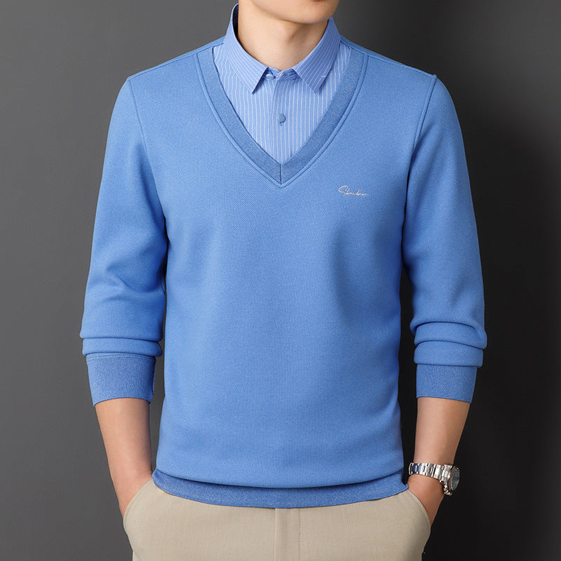 ✈️Oferta specjalna🔥【Kup jeden, a drugi dostaniesz gratis】Męska ciepła i ocieplana bluzka z kołnierzykiem z polaru【L-4XL】