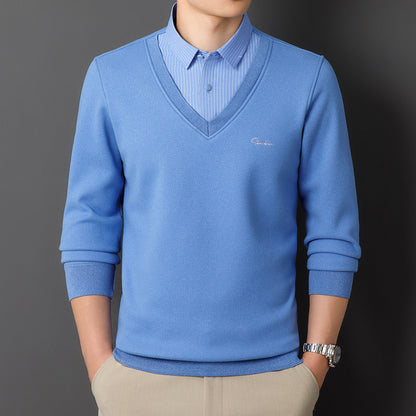 ✈️Oferta specjalna🔥【Kup jeden, a drugi dostaniesz gratis】Męska ciepła i ocieplana bluzka z kołnierzykiem z polaru【L-4XL】