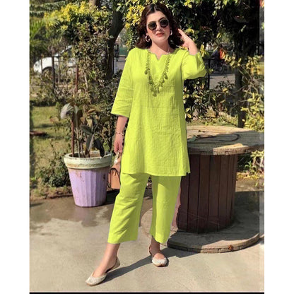 ✨Ženski novi proljetno/ljetni jednobojni elegantni dvodijelni set dugih rukava u etničkom stilu za 2026. [40-100 kg]