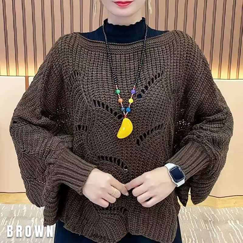 🔥🌈 【40-80 KG】 2024 zimowy popularny damski sweter z rękawami nietoperzowymi-3840787