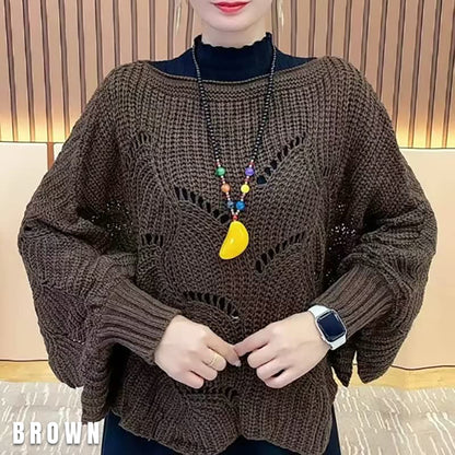 🔥🌈 【40-80 KG】 2024 zimowy popularny damski sweter z rękawami nietoperzowymi-3840787