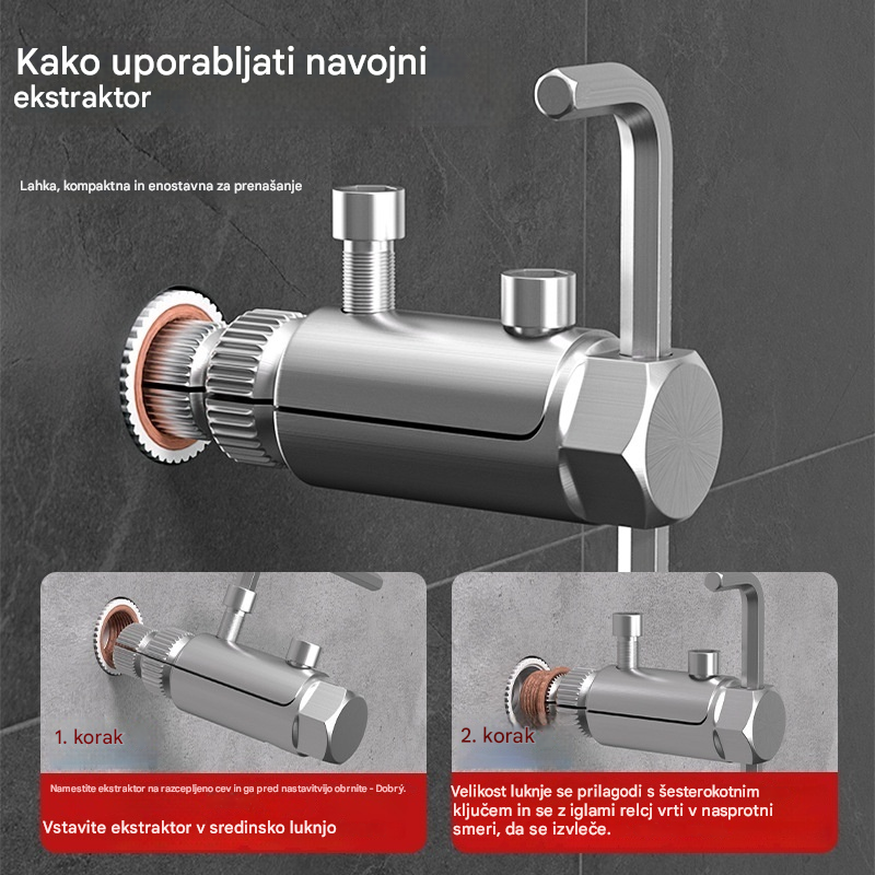 🔥【Kupite 1, dobite 1 gratis】Odstranjevalec pretrganega navoja za kotno pipo, univerzalna pipa