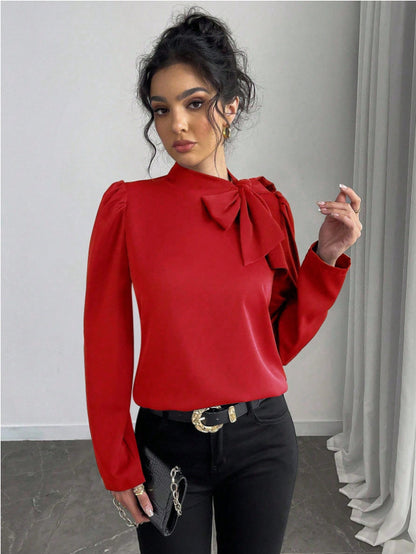 ✨🌷【Nowość 2026🔥】【S-XL】Modna i elegancka damska koszula z długim rękawem i muszką