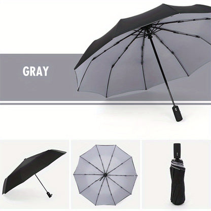 ☔ Dwuwarstwowy parasol automatyczny, wzmocniony, wiatroszczelny, nadający się do użytku zarówno podczas deszczowej, jak i słonecznej pogody.-3876439