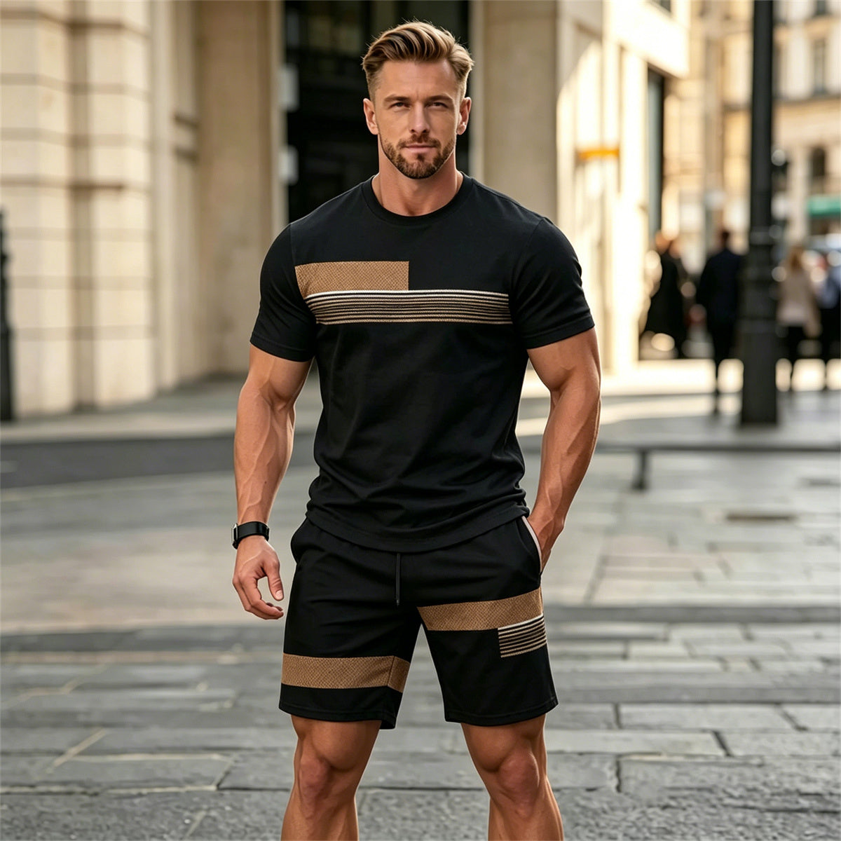 ✨【Pago contra entrega✅️】Conjunto deportivo de dos piezas para hombre, ideal para el verano: camiseta cómoda de manga corta y pantalones cortos.