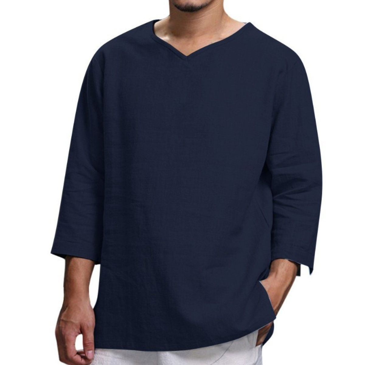 👔50% de descuento🔥 Camisa de hombre confeccionada en algodón y lino, holgada y transpirable.✅️Pago contra entrega