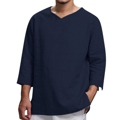 👔50% de descuento🔥 Camisa de hombre confeccionada en algodón y lino, holgada y transpirable.✅️Pago contra entrega
