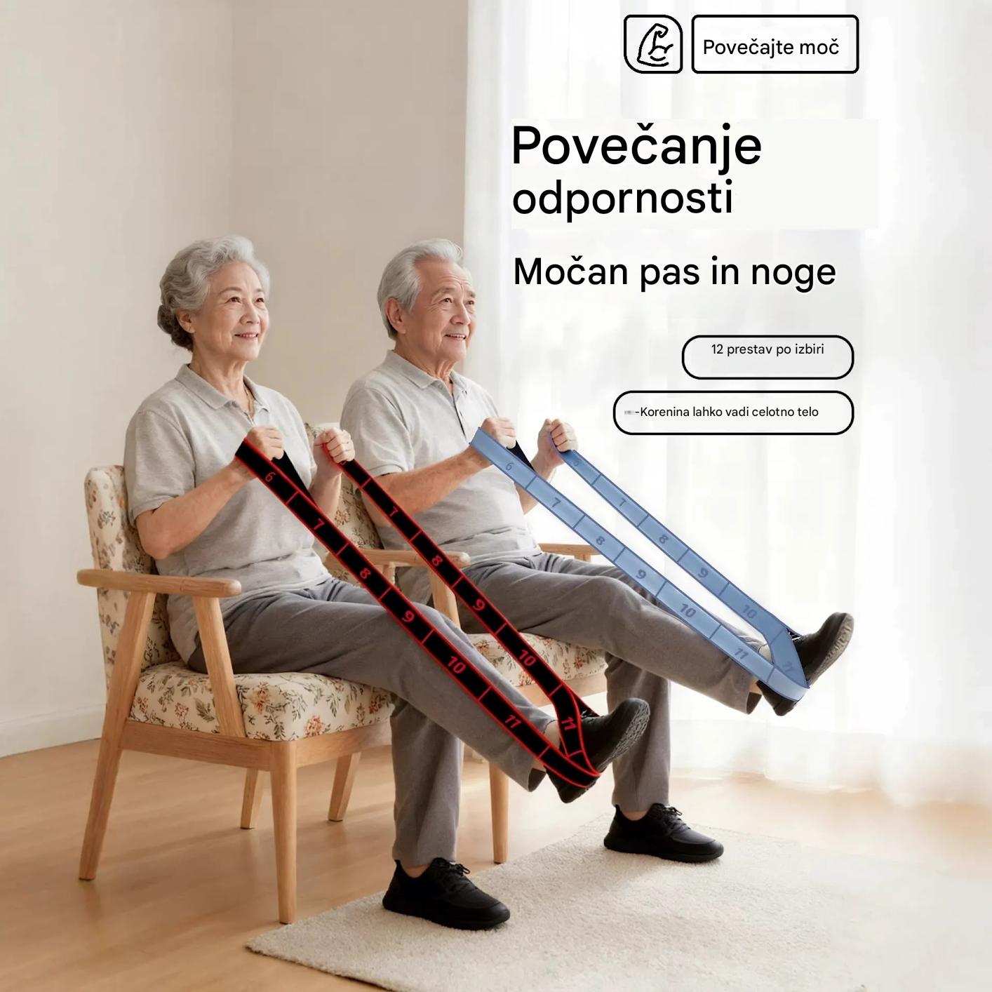 🦵🔥【Kupite 1, dobite 1 gratis】🔥Elastični trak za krepitev mišic, raztezanje nog in elastičen trak za ljudi srednjih let in starejših.