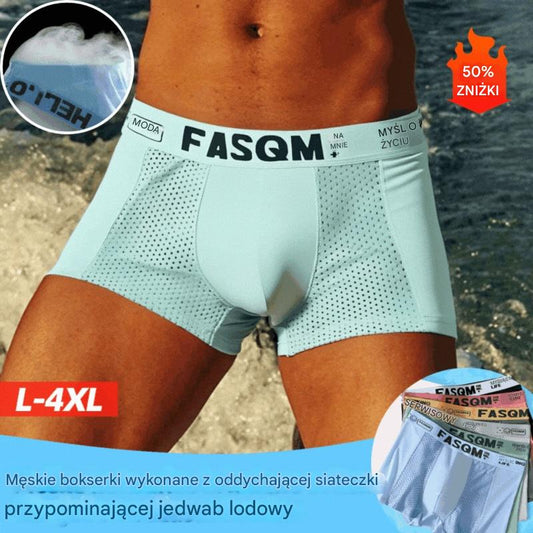 🔥🔥【Specjalne oferty letnie】✨【6 opakowań】Letnie męskie oddychające bokserki z siateczki z lodowego jedwabiu