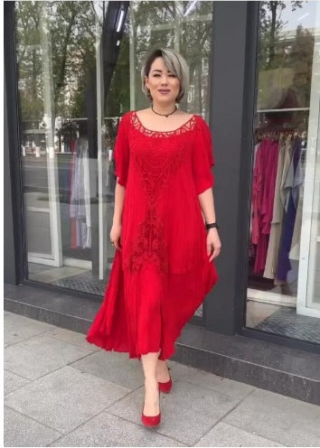 【S-5XL】👗2025 Damska luźna koronkowa sukienka w dużych rozmiarach, elegancka i piękna