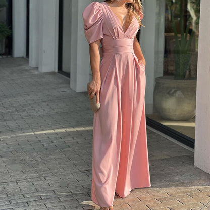 💐🌸【S-3XL】 2025 wiosenny temperament czysty kolor szczupła szeroka forma z V-neckline