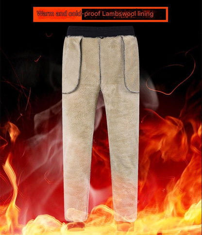 👖【M-5XL】2024 moda zimowa męska zagęszczone ciepłe sportowe spodnie na co dzień z wełny jagnięcej-3821876
