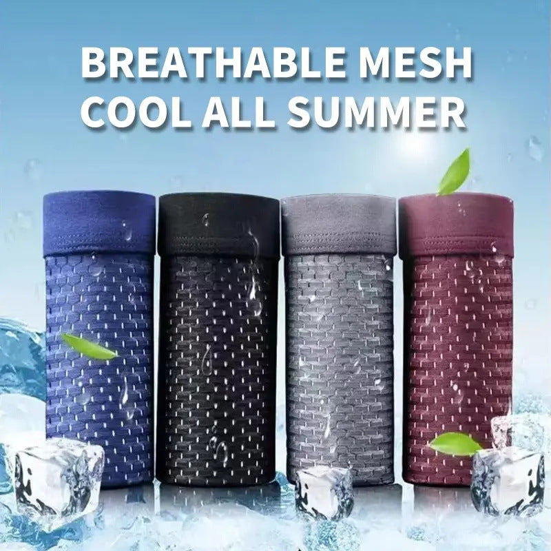 🔥【4/8 bucăți】Lenjerie de corp din bumbac din mătase de gheață antibacteriană pentru bărbați