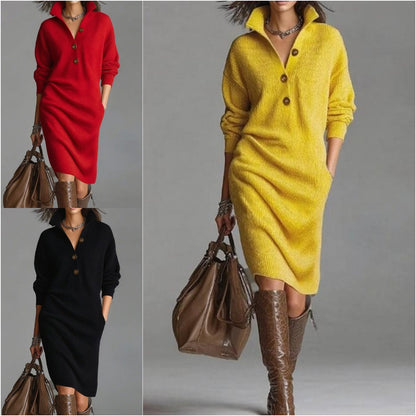 🔥🌷【Horúci produkt】【S-3XL】✨🎉Nové pletené klopové šaty v európskom a americkom štýle