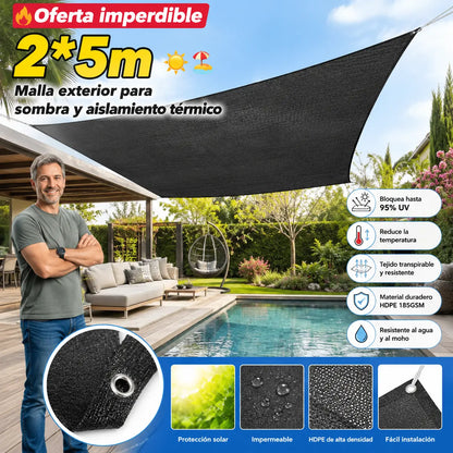 🏆【🔥Oferta imperdible】☀️⛱️【2*5m】Malla exterior para sombra y aislamiento térmico ✅️Pago contra entrega