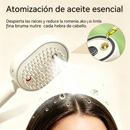 ⚡💨 Peine eléctrico con pulverizador, masaje y cuidado del cabello 2 en 1