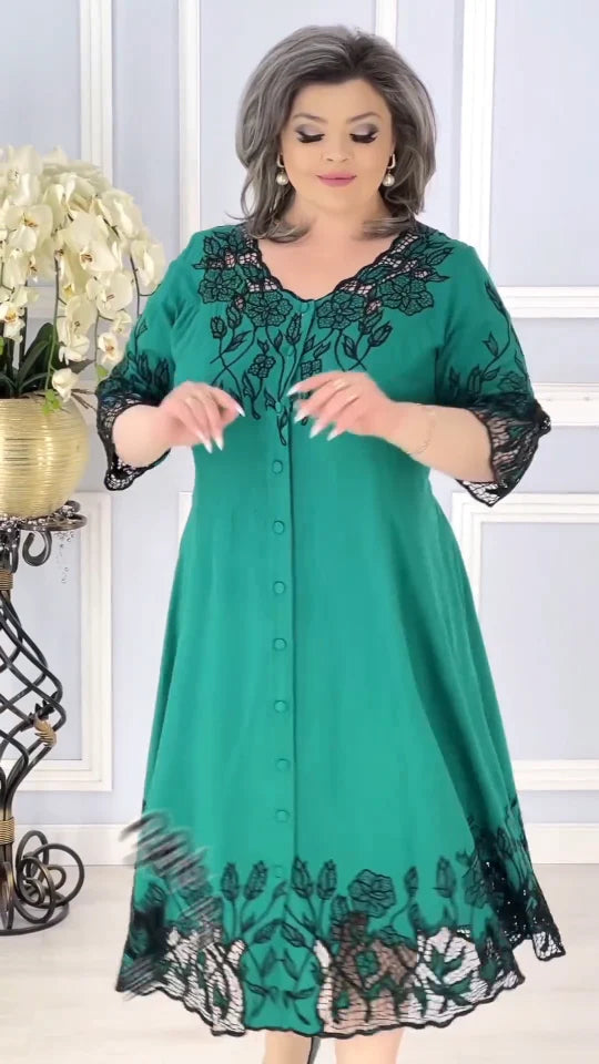 👗【S-5XL】Sukienka z haftowanej koronki, duży rozmiar - modna i elegancka
