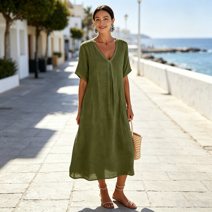 ✨Novedad en promoción 🔥【40-120 kg】Nuevo vestido de talla grande para mujer 2026, con cuello redondo y manga corta. ✅️Pago contra reembolso.