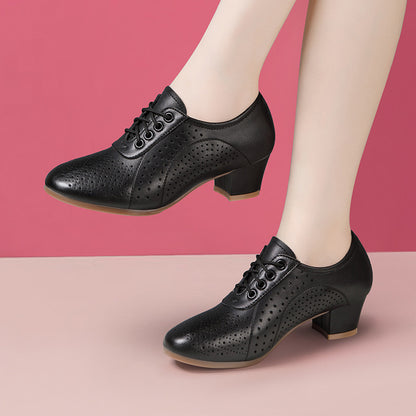 【35~40】2025 Jesień Nowe Damskie Skórzane Buty Taneczne Buty-3929953