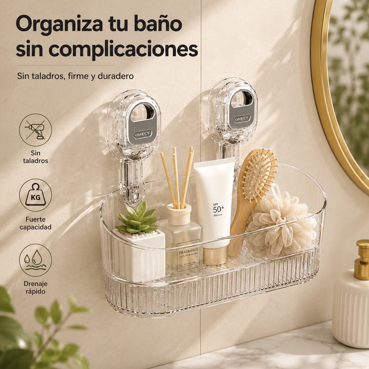 🍽️🧺🔥Oferta especial🔥Estante de almacenamiento con ventosas sin necesidad de taladrar, escurridor de platos de pared, apto para cocinas y baños.
