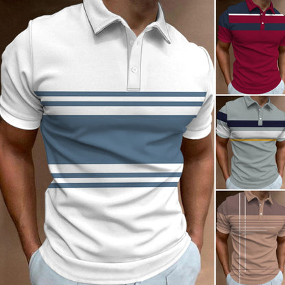 🔥【50% zniżki na jedną sztukę】👔【S-6XL】Nowa, letnia męska koszulka POLO w paski z nadrukiem 3D-3924591