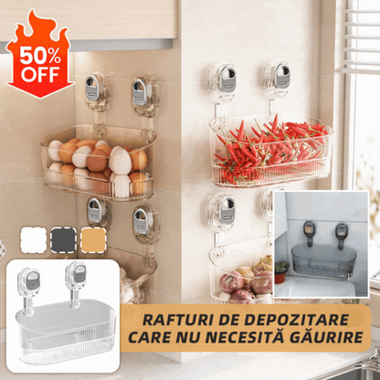 🍽️🧺🔥Oferta especial🔥Estante de almacenamiento con ventosas sin necesidad de taladrar, escurridor de platos de pared, apto para cocinas y baños.