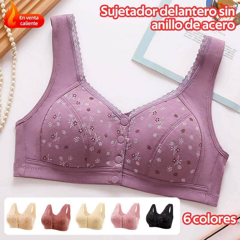 🔥【Paquete de 5】👙✨ Sujetador suave sin aros con cierre frontal: cómodo y transpirable.