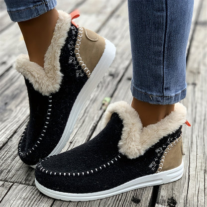 【36-43】2024 Nowe krótkie buty damskie z podszewką z pluszu-3769647