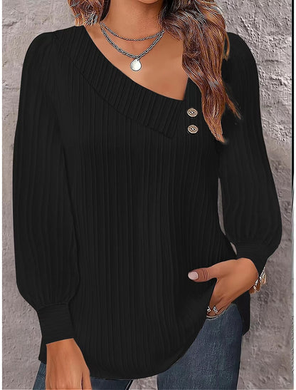 💗【Ograniczona czasowo zniżka】 【S-2XL】 2025 Jesienna damska koszula z długim rękawem i guzikami w jednolitym kolorze