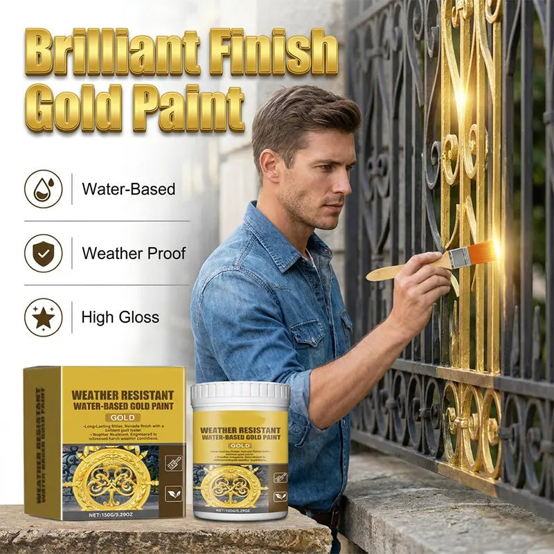 🥳RASPRODAJA🥳💞Zlatna boja otporna na vremenske uvjete – na bazi vode, visokog sjaja. Sigurna za metal, drvo i kamen. Otporna na kišu i sunce! 🖌️💛