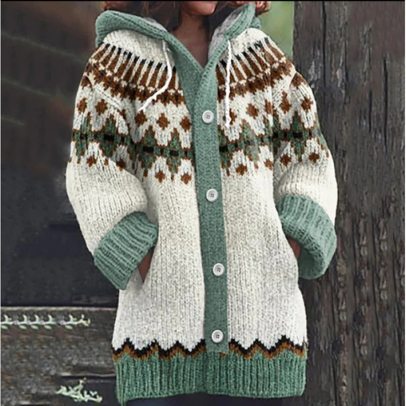 🔥✨【50% отстъпка🎉】【S-5XL】Ново есенно/зимно елегантно цветно ретро яке с качулка