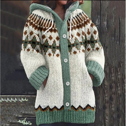 🔥✨【50% отстъпка🎉】【S-5XL】Ново есенно/зимно елегантно цветно ретро яке с качулка